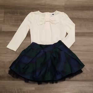 Janie and Jack Plaid Skirt with Bow Top